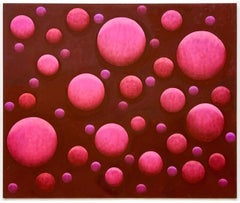 Peinture à l'huile abstraite « Color Gradient » de Paul Brach : sphères roses et cramoisies – New York