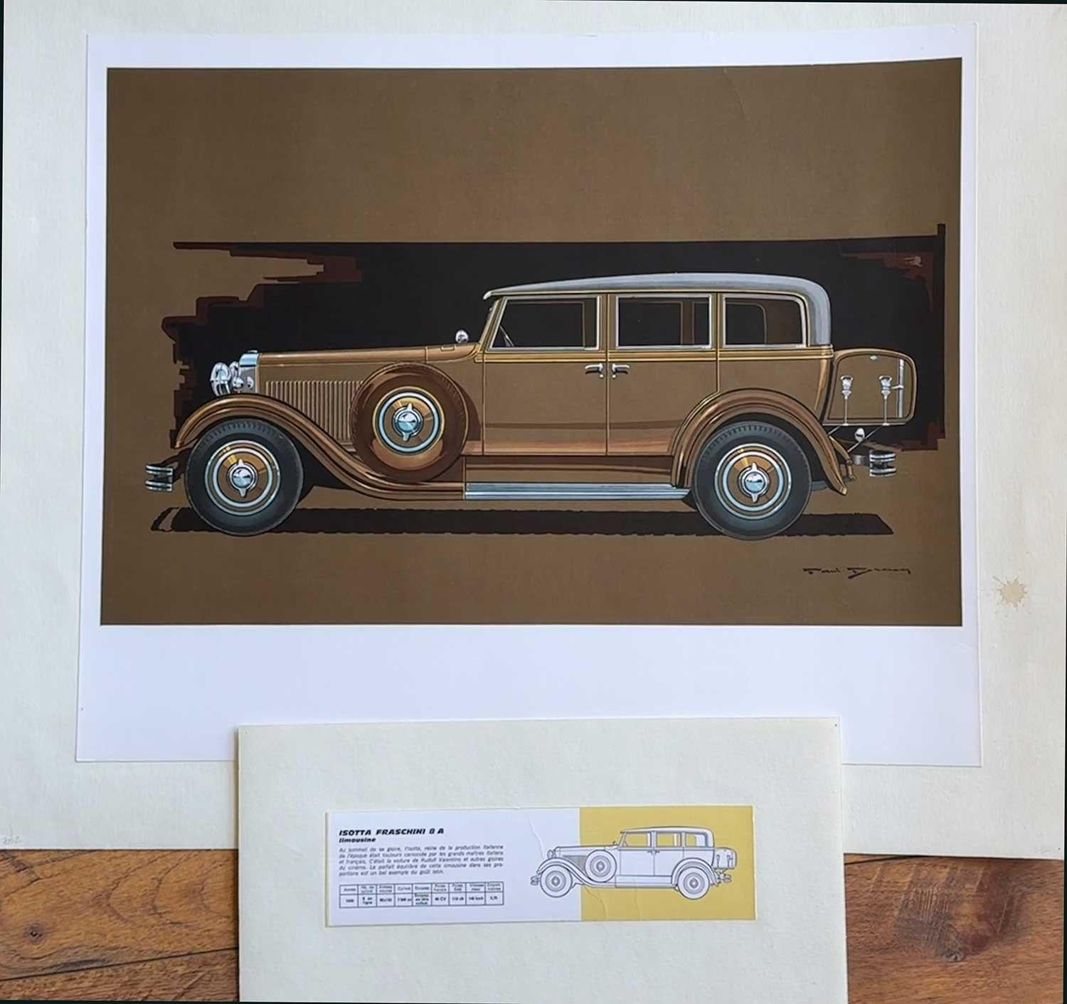 Isotta Fraschini 8A 1930 Limusina impresión automovilística en lino