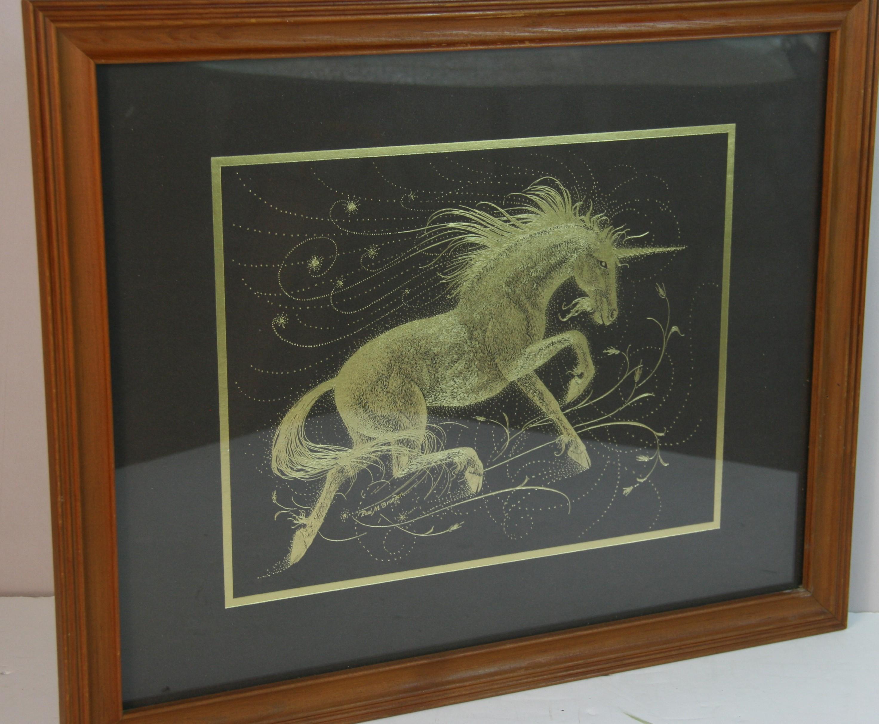 Gold Unicorn - Gray Animal Painting by Paul Breeden