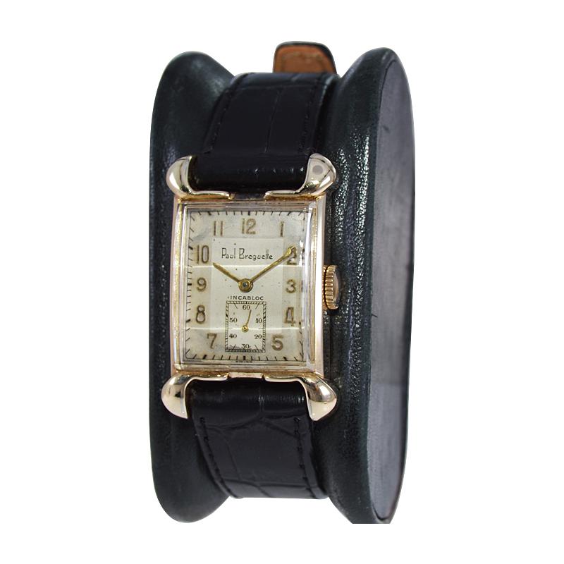 Paul Breguette Art Deco Tank Stil Armbanduhr:: ca. 1940 (Art déco)