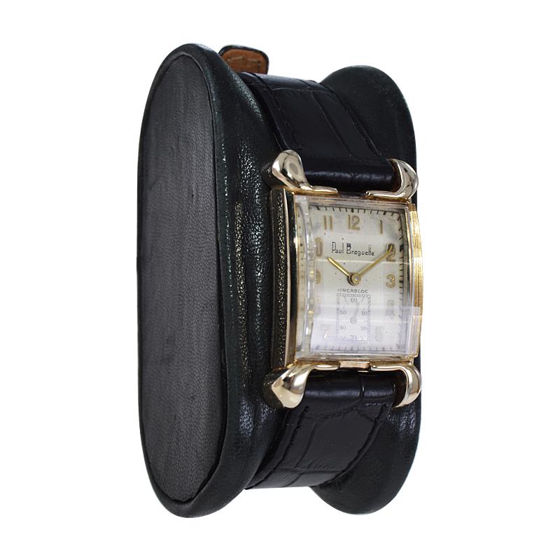 Paul Breguette Art Deco Tank Stil Armbanduhr:: ca. 1940 im Zustand „Hervorragend“ in Long Beach, CA