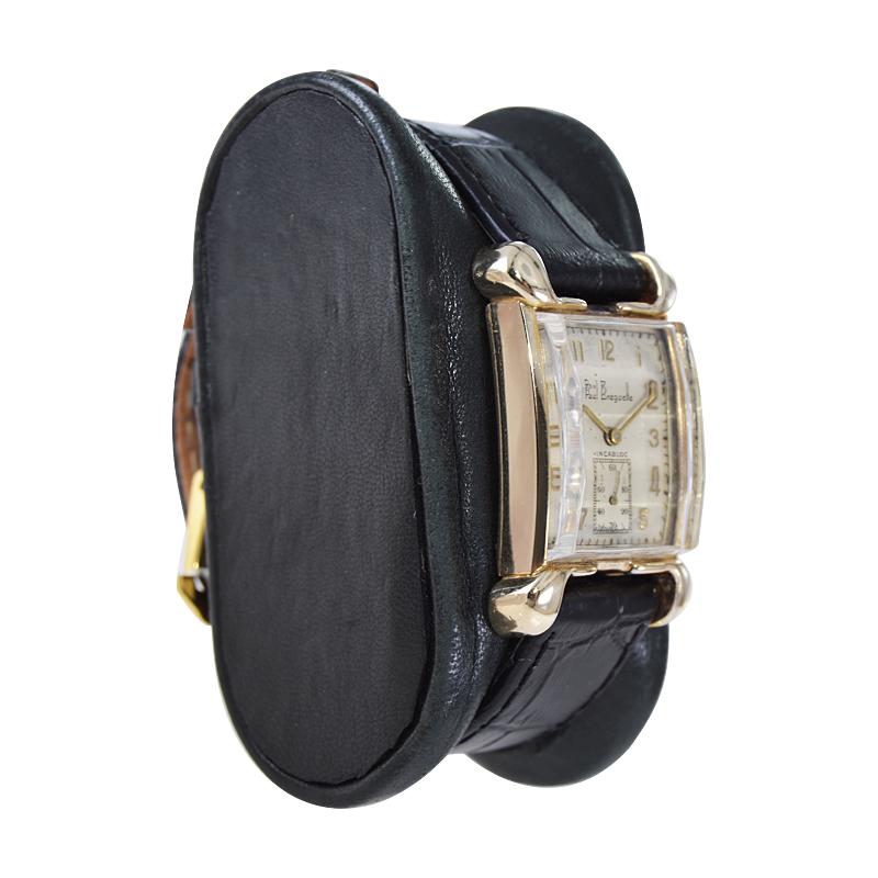 Paul Breguette Art Deco Tank Stil Armbanduhr:: ca. 1940 für Damen oder Herren