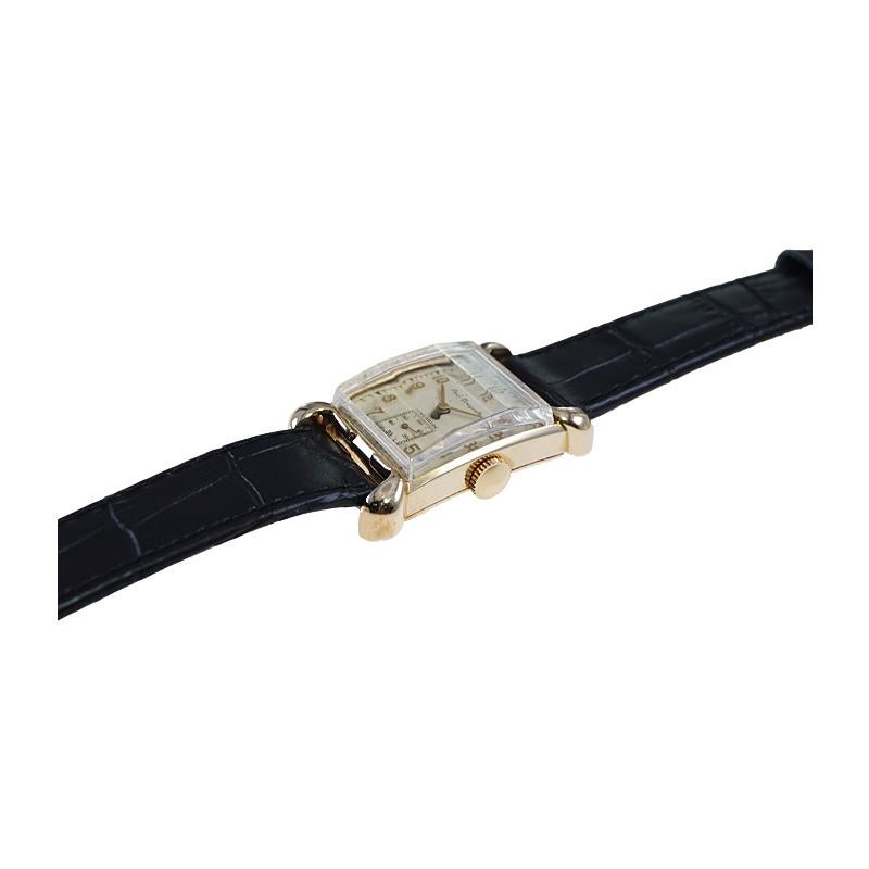 Paul Breguette Art Deco Tank Stil Armbanduhr:: ca. 1940 2