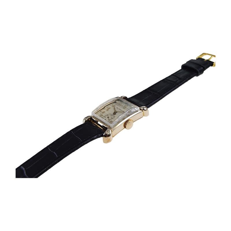 Paul Breguette Art Deco Tank Stil Armbanduhr:: ca. 1940 3