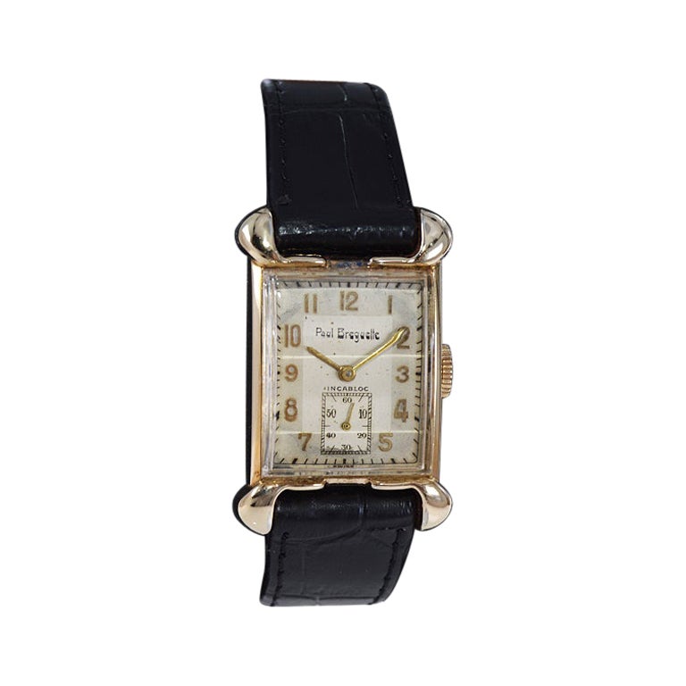 Paul Breguette Art Deco Tank Stil Armbanduhr:: ca. 1940