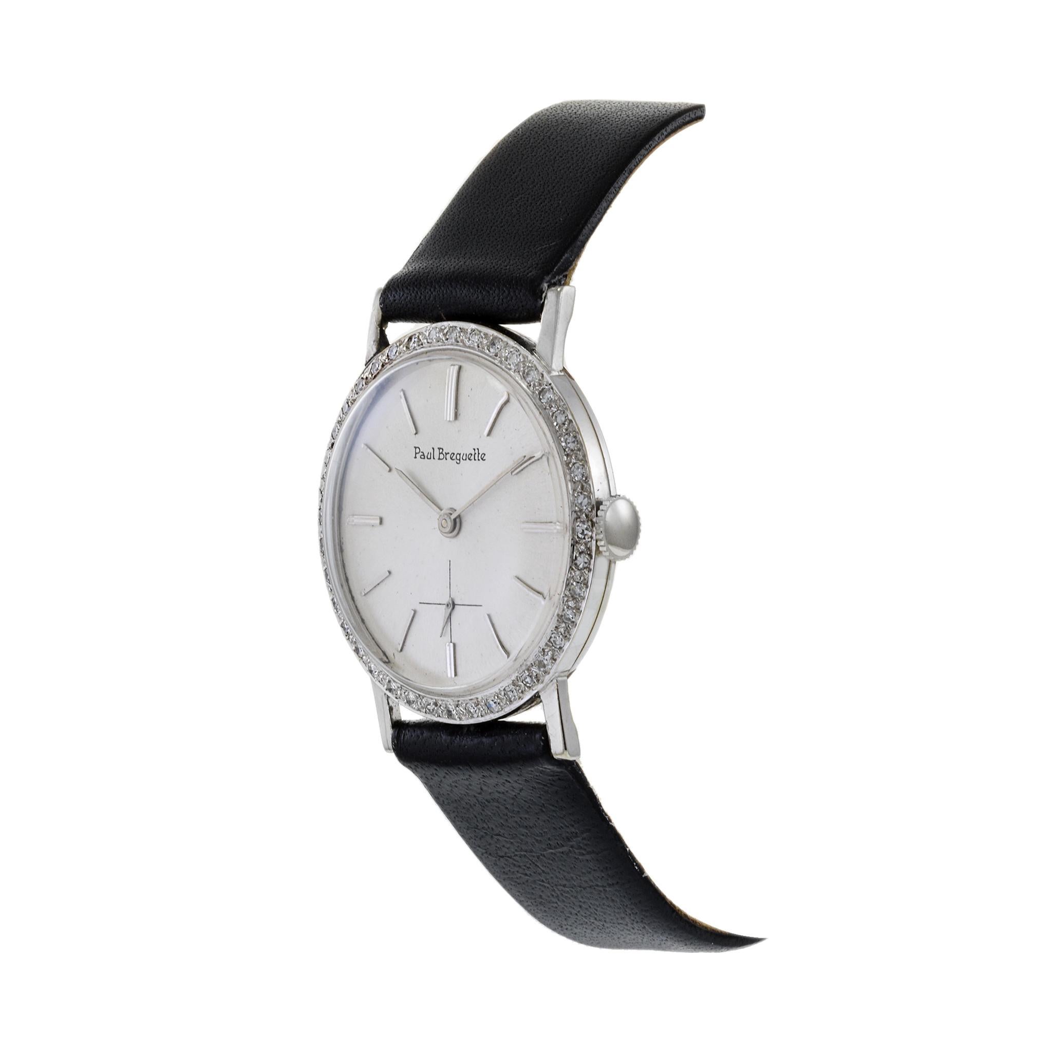Paul Breguette Cocktail-Uhr 14K Weißgold und Diamanten (Retro)