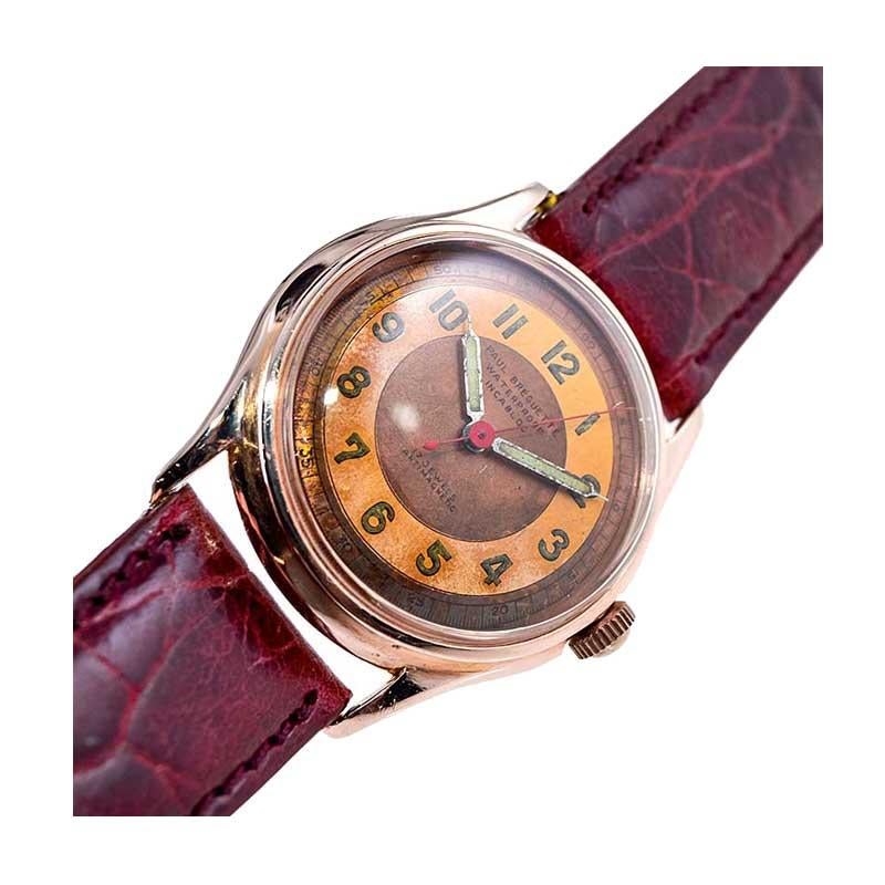 Paul Breguette Rose Gold Filled Art Deco Watch with Original Dial from 1940's 7