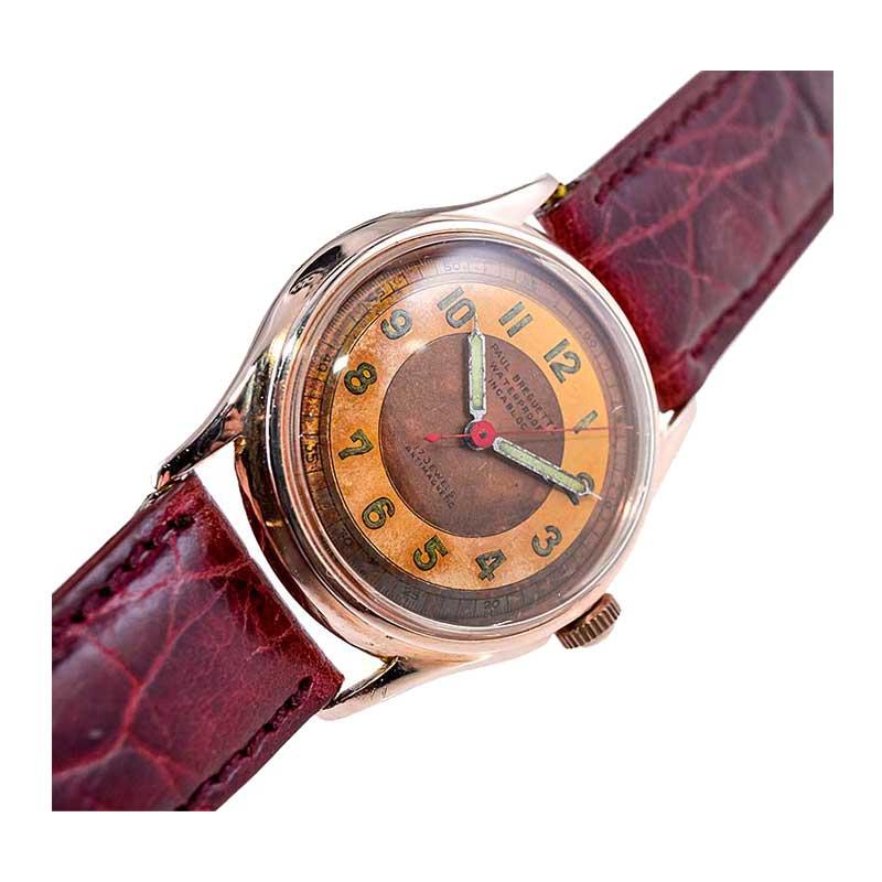 Paul Breguette Rose Gold Filled Art Deco Watch with Original Dial from 1940's 8