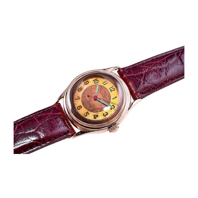 Paul Breguette Rose Gold Filled Art Deco Watch with Original Dial from 1940's 9