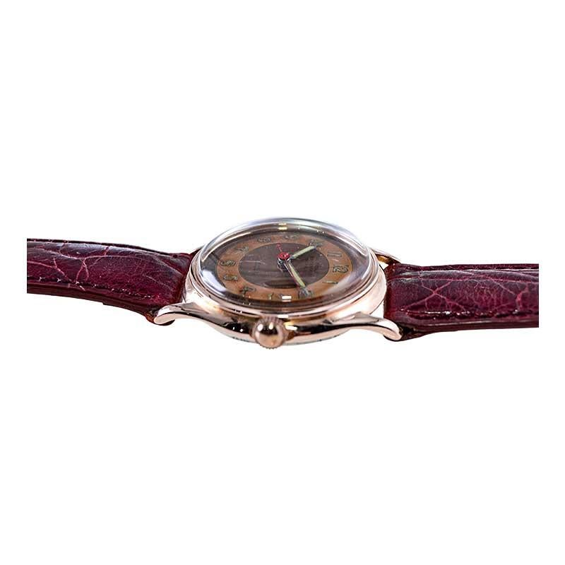 Paul Breguette Rose Gold Filled Art Deco Watch with Original Dial from 1940's 10