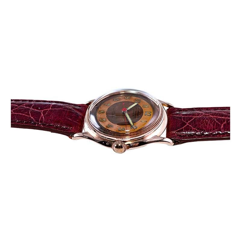 Paul Breguette Rose Gold Filled Art Deco Watch with Original Dial from 1940's 11