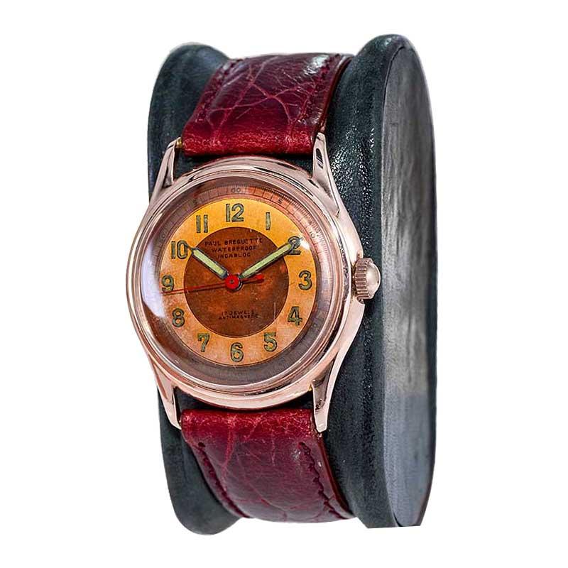 Paul Breguette Rose Gold Filled Art Deco Watch with Original Dial from 1940's 1
