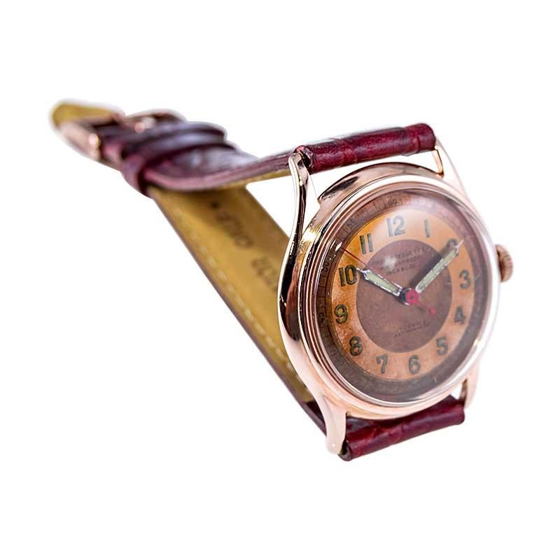 Paul Breguette Rose Gold Filled Art Deco Watch with Original Dial from 1940's 2