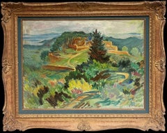 Fine Large 1940
s Französisch Post Impressionist Ölgemälde Old Chateau Provence