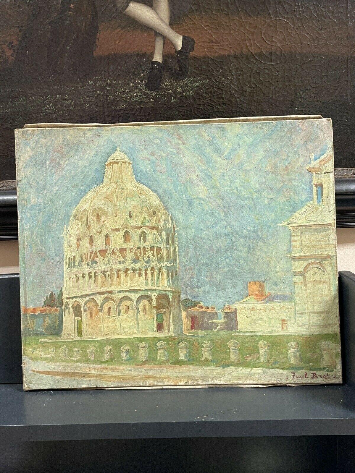 Paul BRET (1902-1956) Signed Impressionist Oil The Baptistry in Pisa, Italy - Painting by Paul Bret