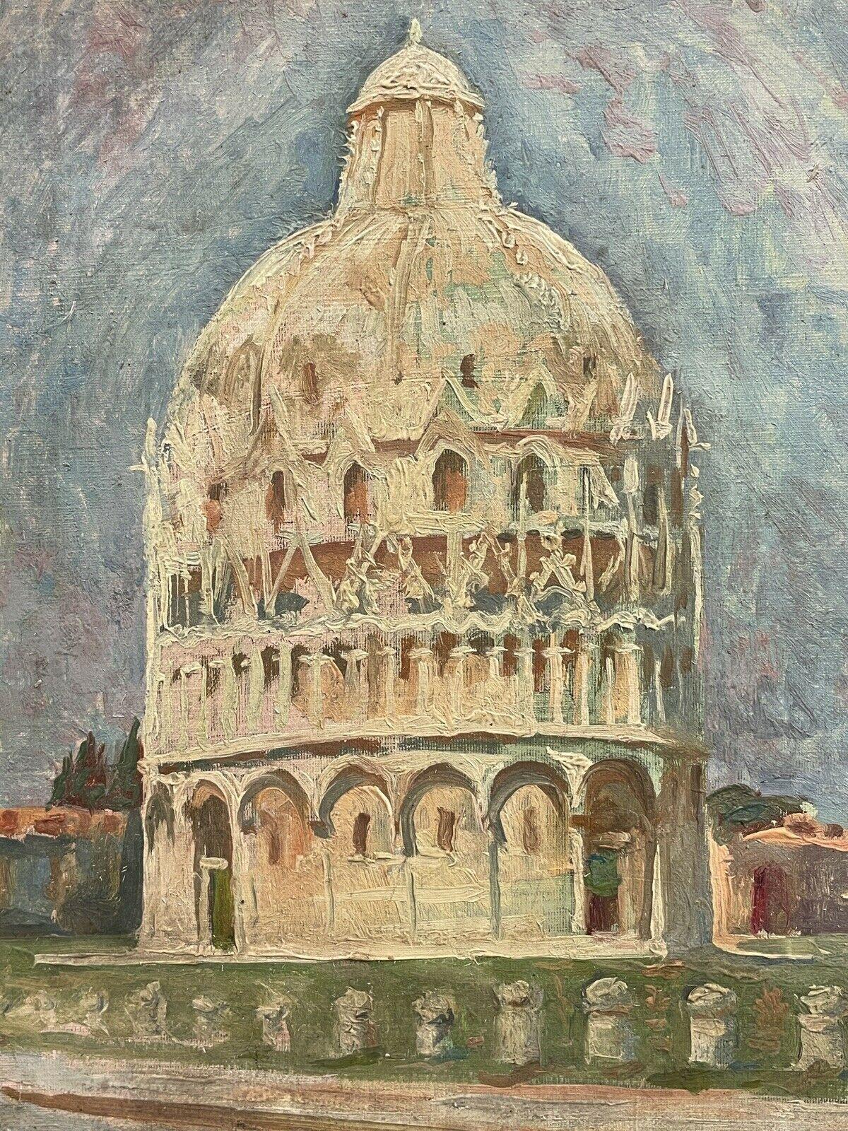 Paul BRET (1902-1956) Signed Impressionist Oil The Baptistry in Pisa, Italy - Brown Landscape Painting by Paul Bret