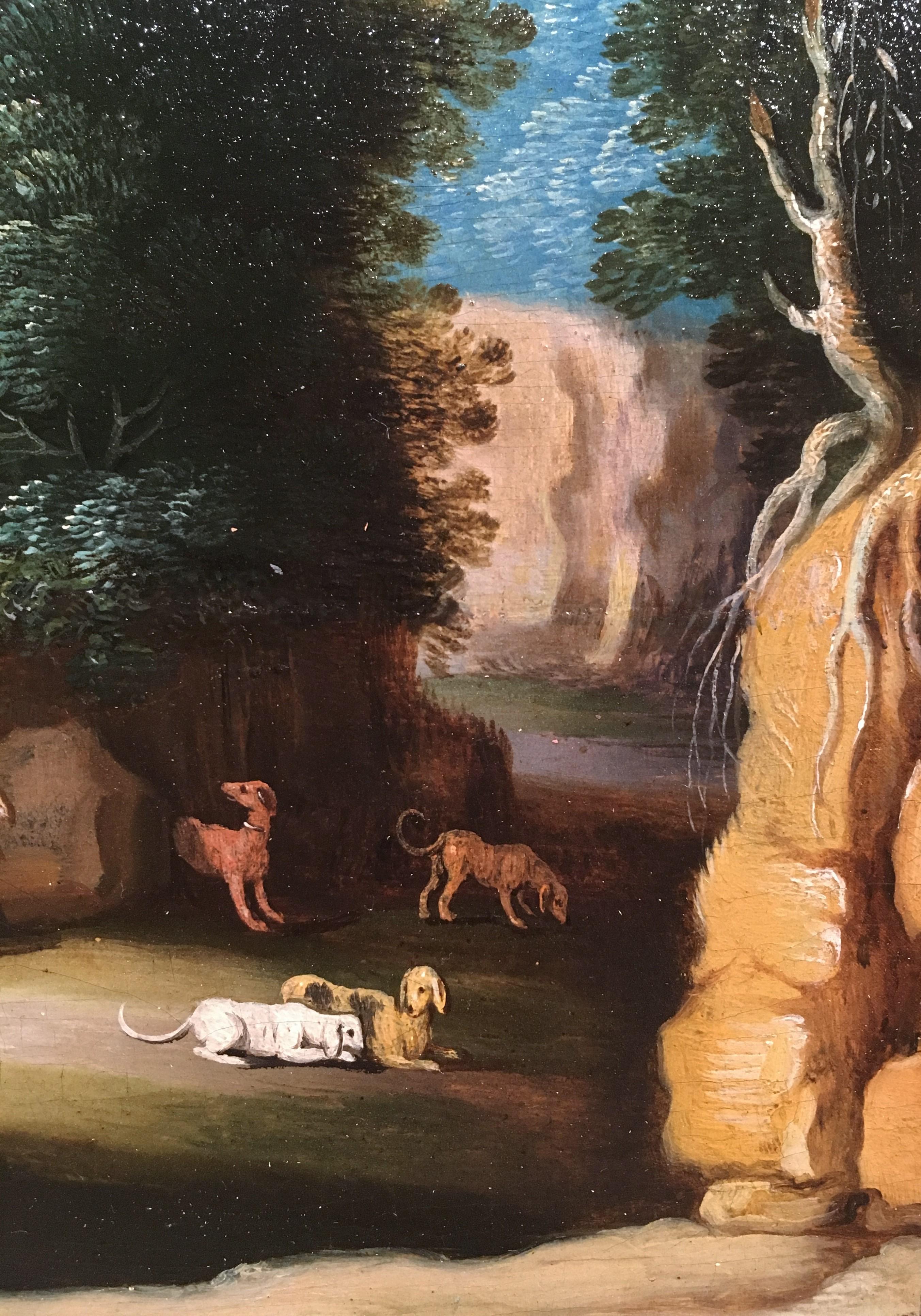 Landschaft mit Figuren, Werkstatt von Paul Bril, italienische Schule des 17. Jahrhunderts im Angebot 3