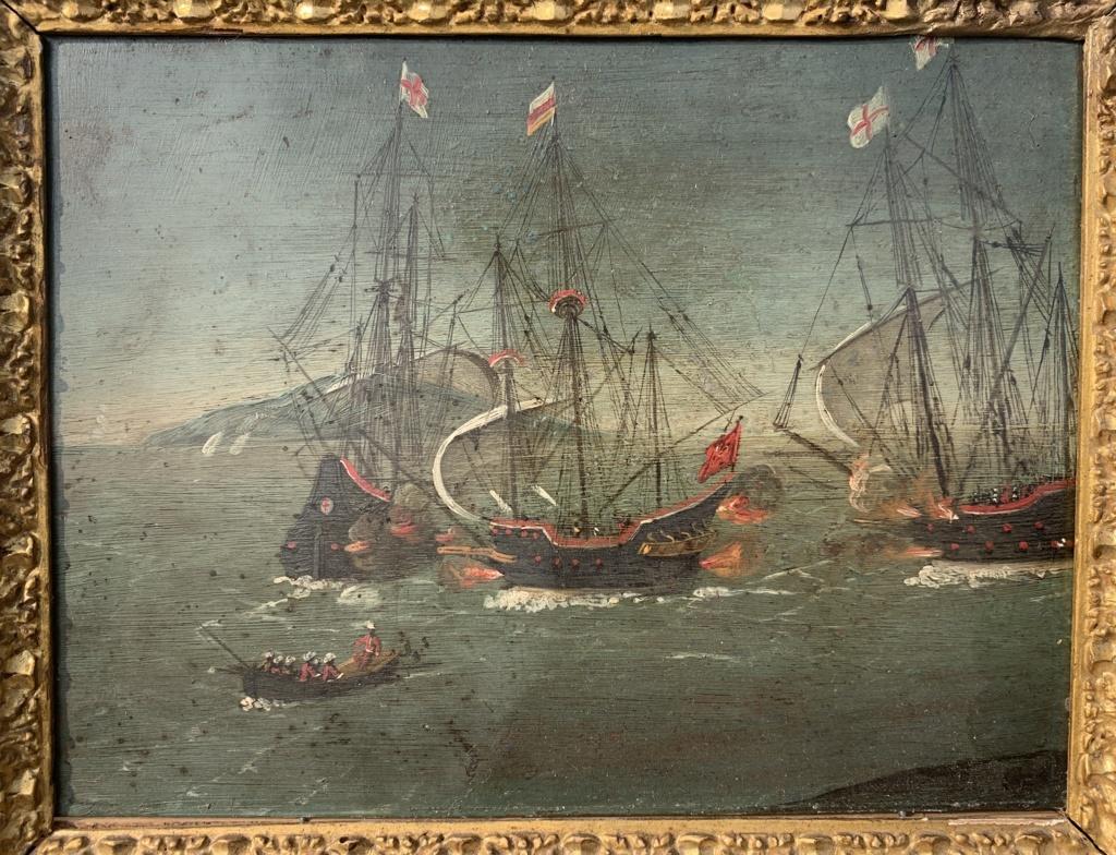Paul Bril follower - 17th century Dutch landscape painting - Battleship  1