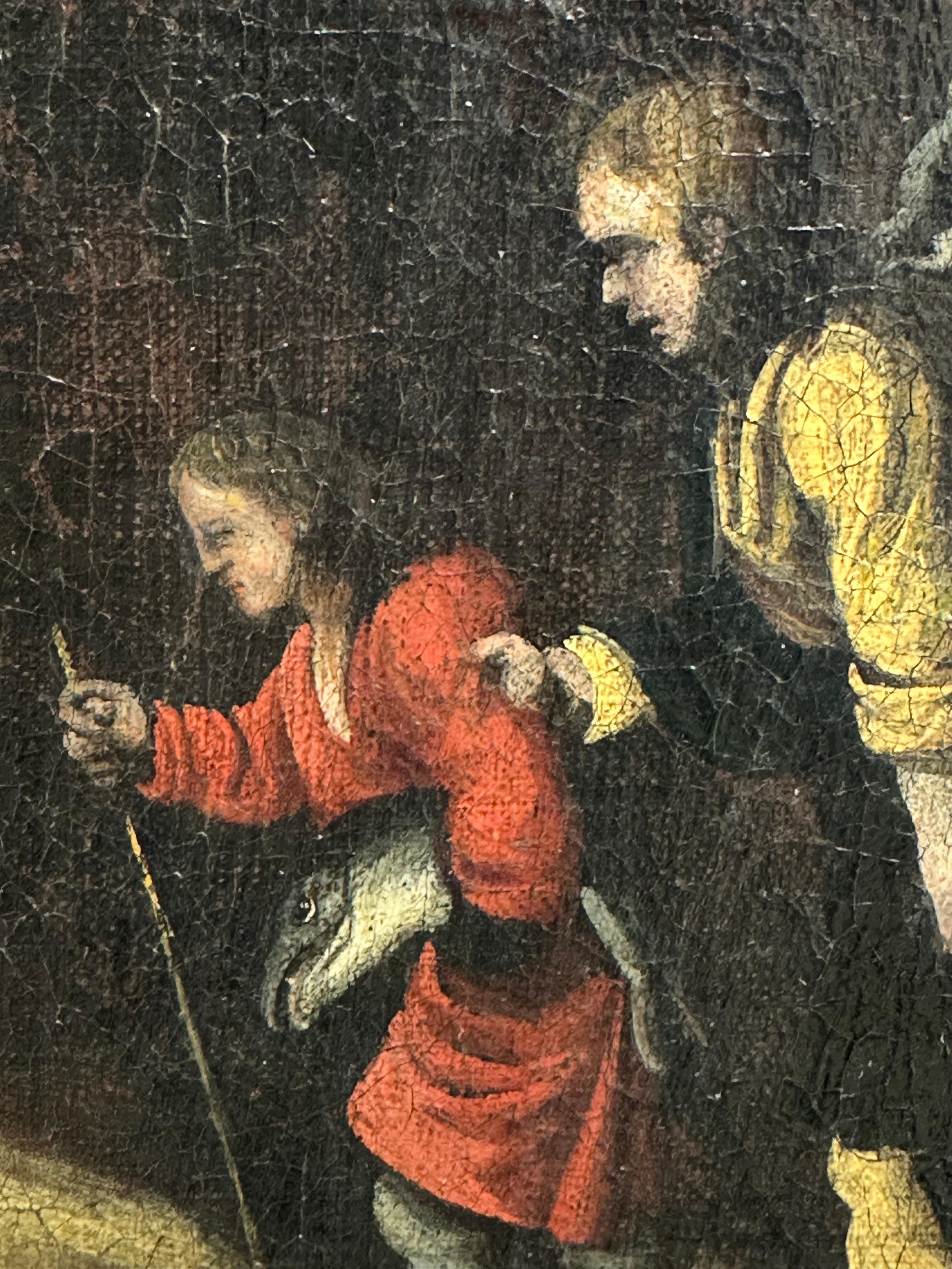 Tobias e l'Angelo
Antico Maestro barocco fiammingo, 1600 circa
cerchio di Paul Brill (fiammingo 1554-1626)
pittura a olio su tela, 43,5 x 59,25 pollici
condizioni: ottime, restaurata e pronta per l'uso
provenienza: da una collezione privata in