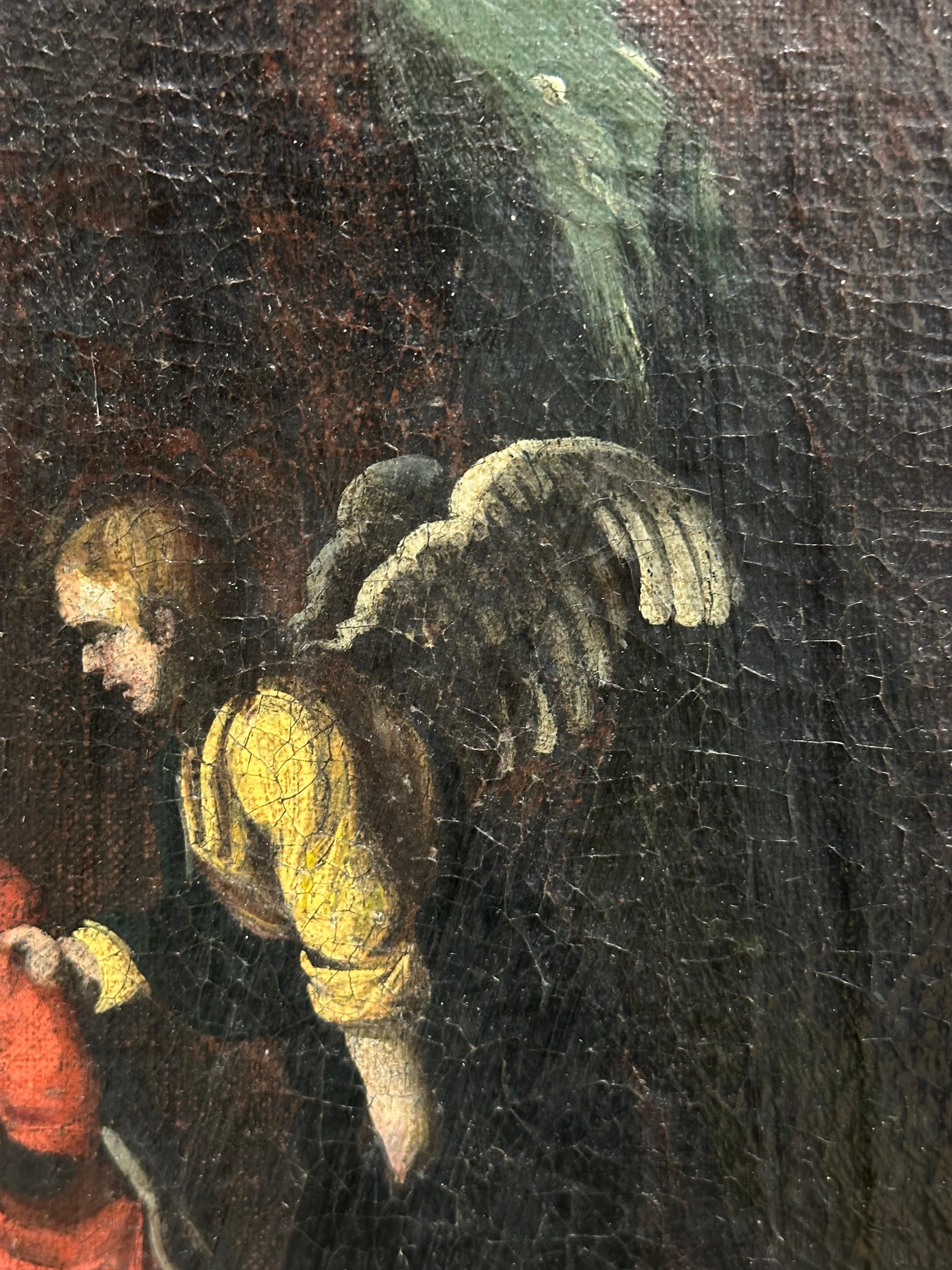 Enorme dipinto ad olio del 1600 del maestro fiammingo Tobias e l'angelo, paesaggio barocco in vendita 1
