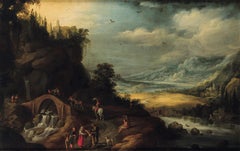 Paul Brill - scope of, River landscape with wayfarers
