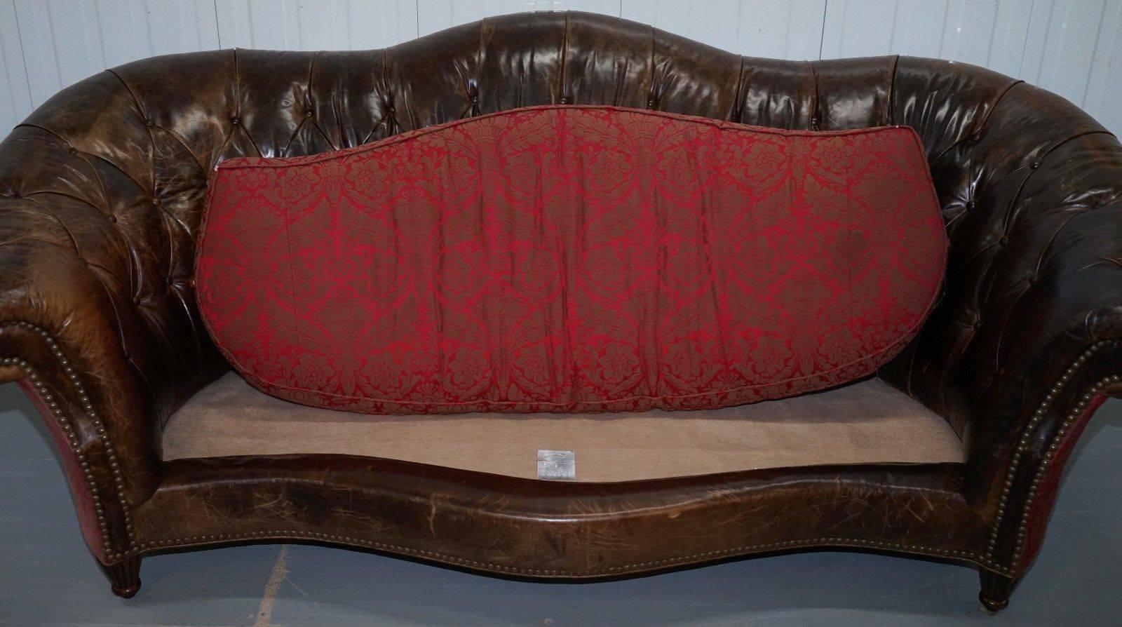 Scottish Paul Brock Heritage Leather Chesterfield Sofa Serpentine Curved Back