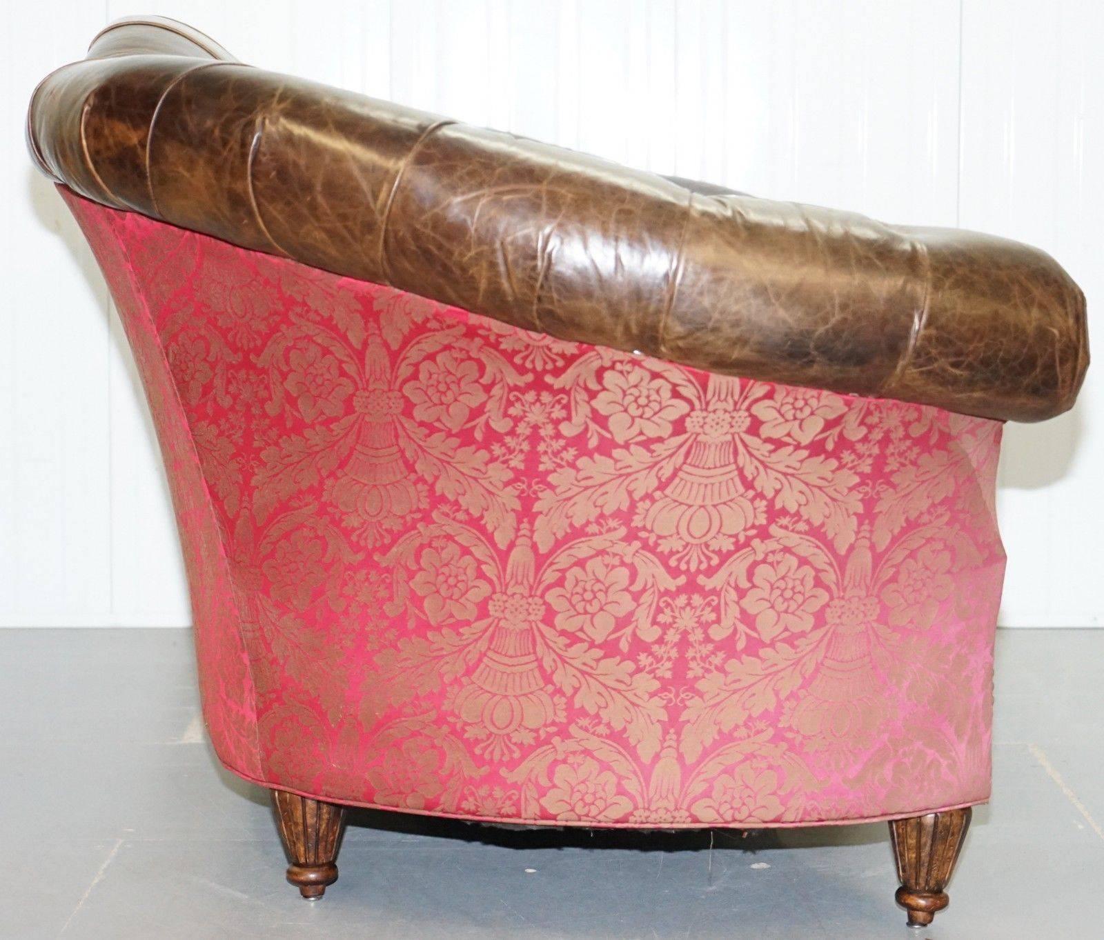 Paul Brock Heritage Leather Chesterfield Sofa Serpentine Curved Back In Fair Condition In West Sussex, Pulborough