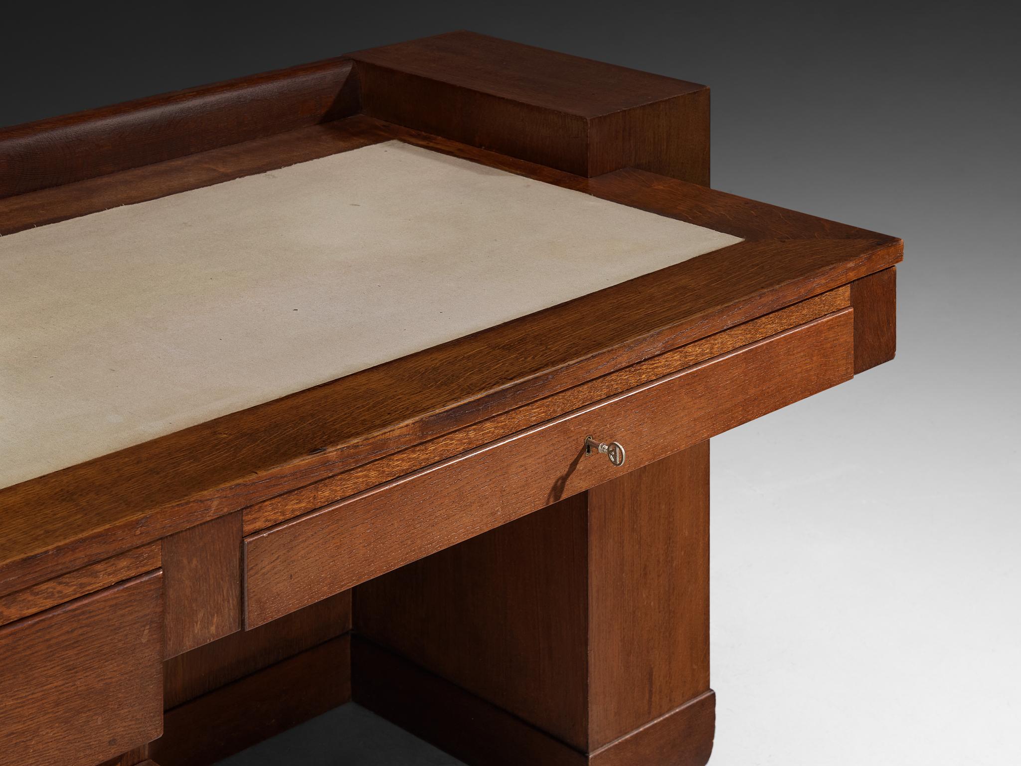 Dutch Paul Bromberg for H. Pander & Zonen Free-Standing Desk in Solid Oak For Sale