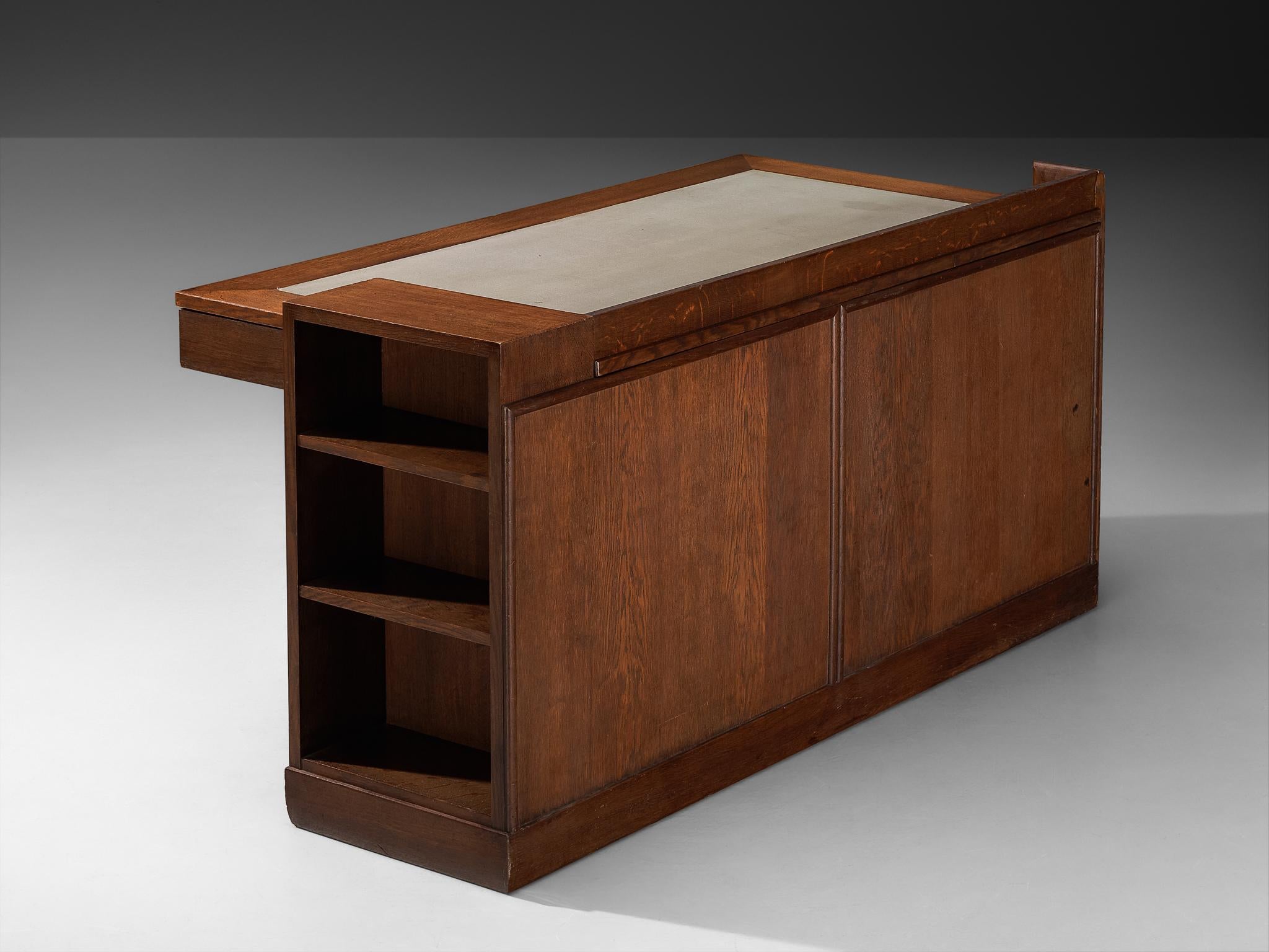 Early 20th Century Paul Bromberg for H. Pander & Zonen Free-Standing Desk in Solid Oak For Sale