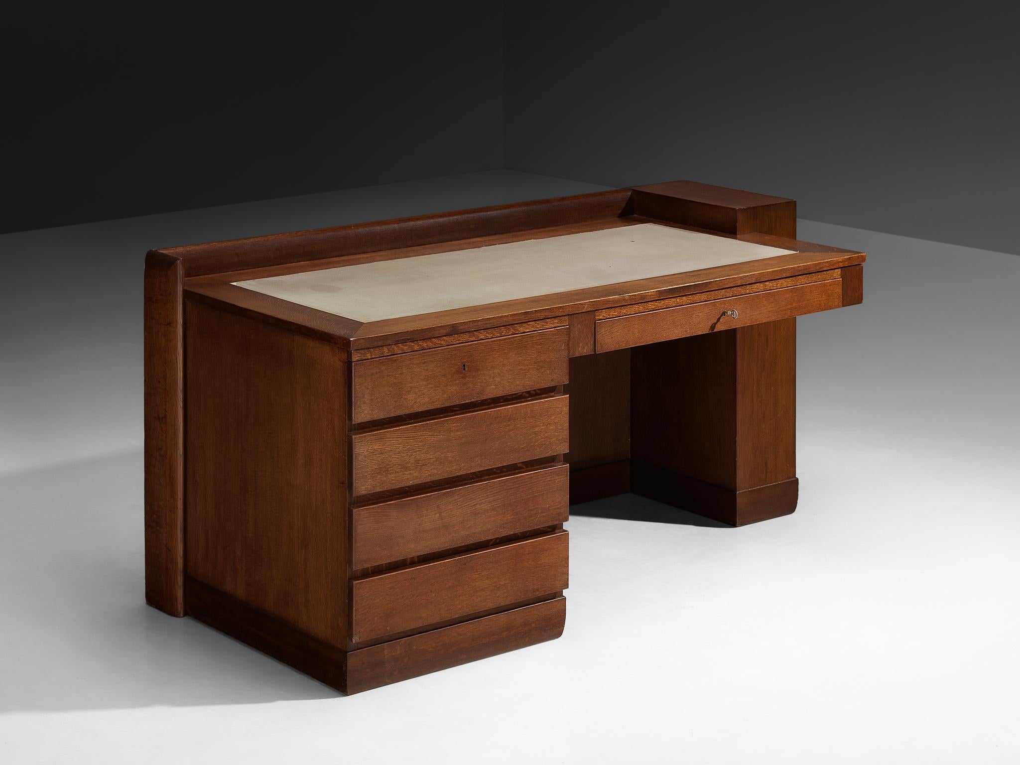 Paul Bromberg for H. Pander & Zonen Free-Standing Desk in Solid Oak For Sale 1