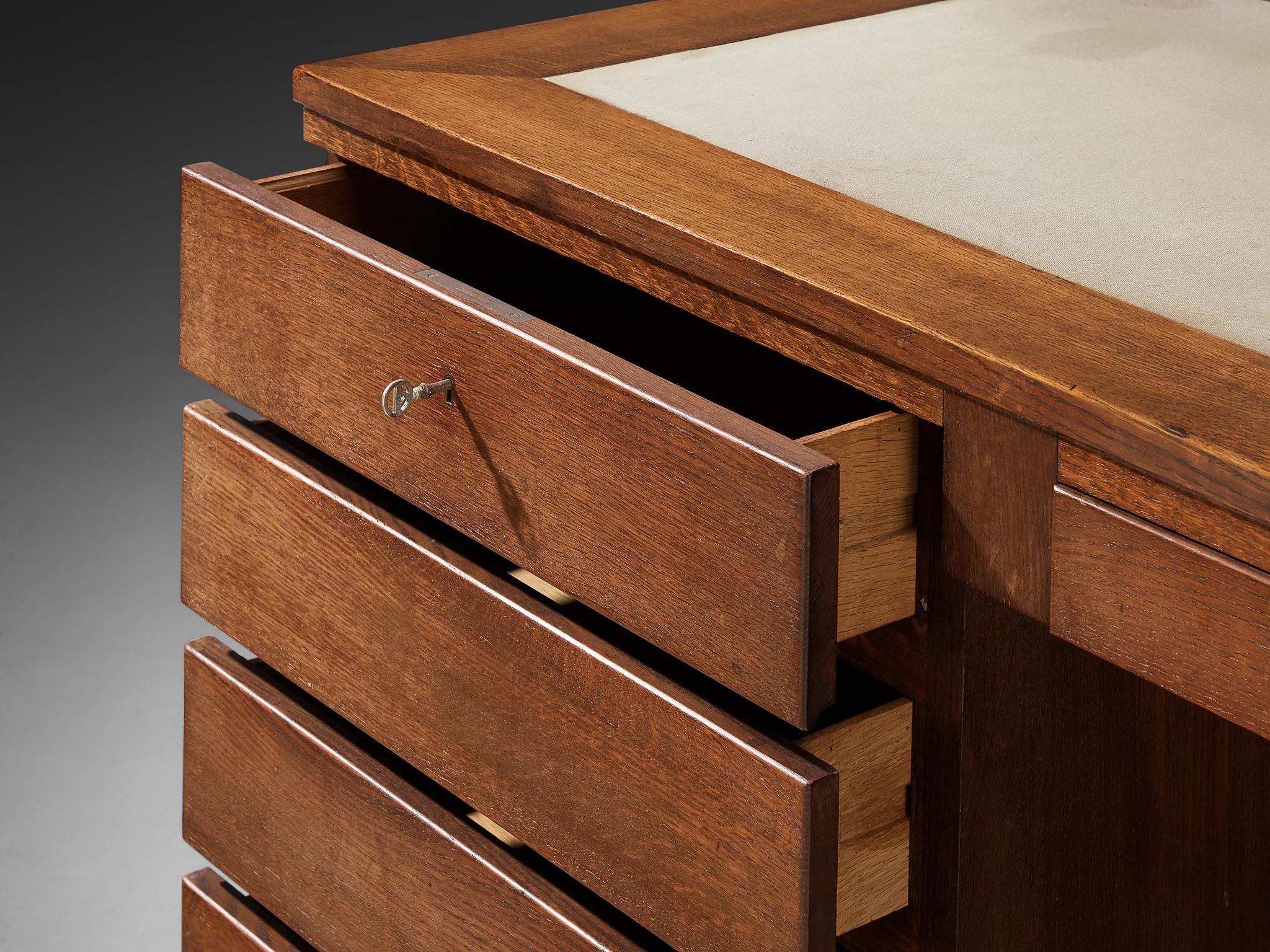 Paul Bromberg for H. Pander & Zonen Free-Standing Desk in Solid Oak For Sale 2