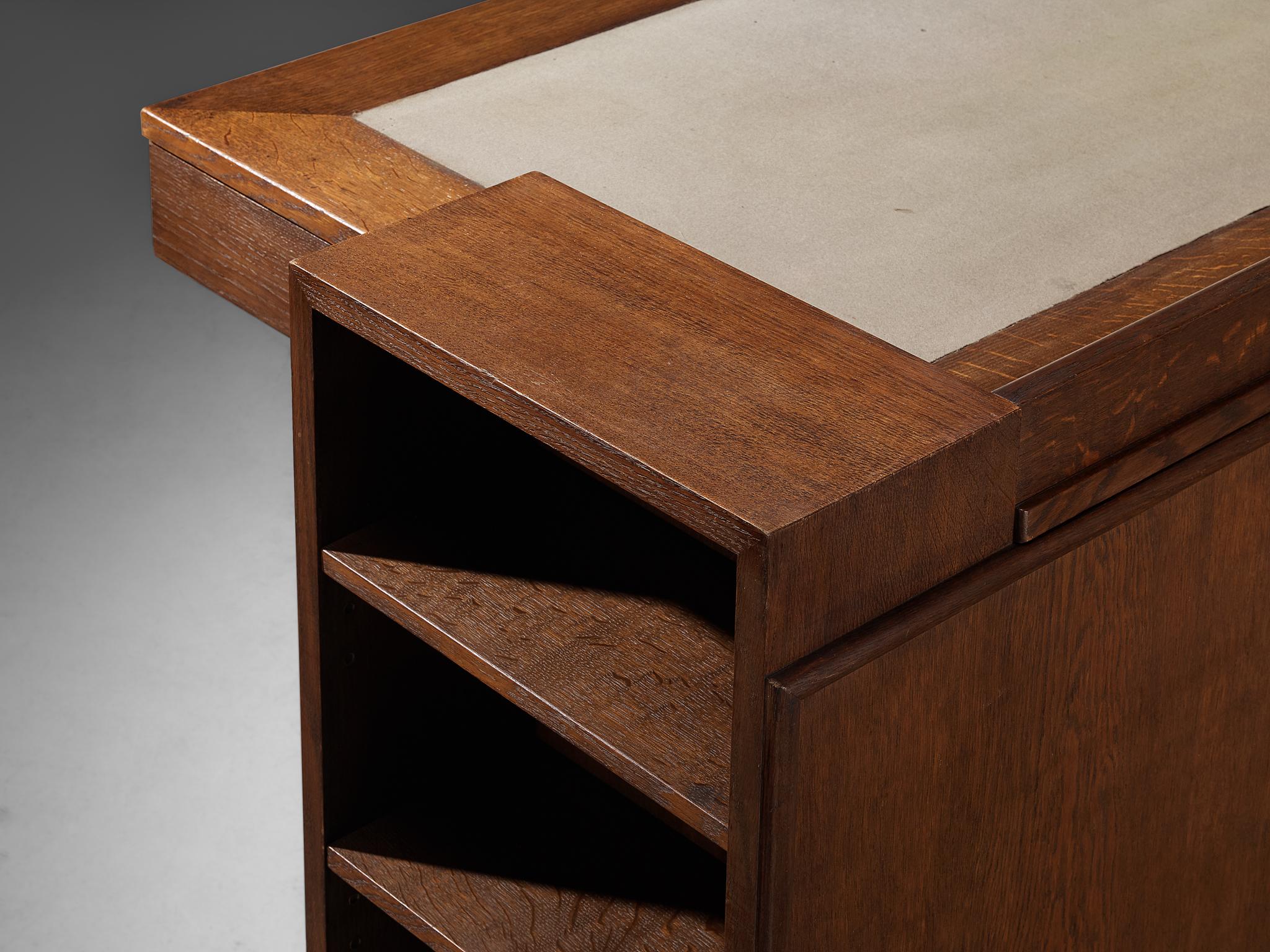 Paul Bromberg for H. Pander & Zonen Free-Standing Desk in Solid Oak For Sale 3