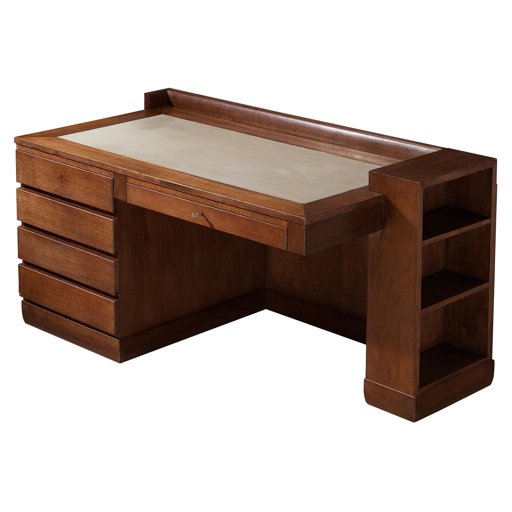 Paul Bromberg for H. Pander & Zonen Free-Standing Desk in Solid Oak For Sale