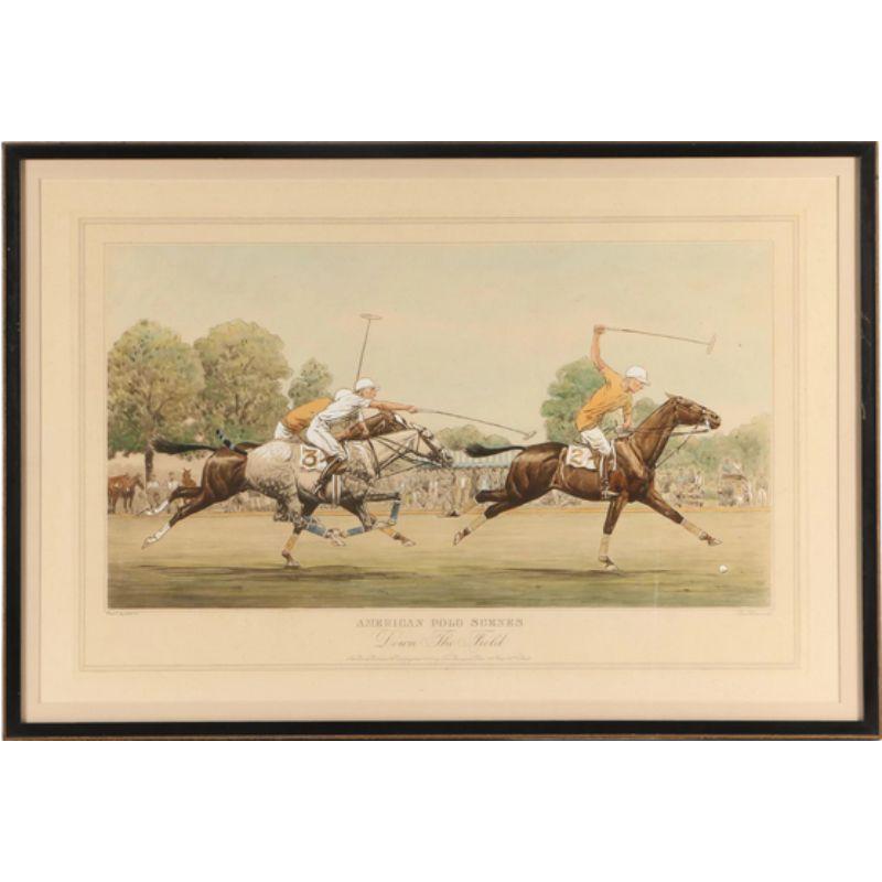Print Sz: 14"H x 21 1/2"W

Frame Sz: 16 1/4"H x 23 3/4"W

Paul Brown (1893 - 1958)

Down the Field, 1930

Lithograph w/ gouache hand-coloring

Pencil signed LL margin

Published in an edition of 175, these were the only polo prints issued by The