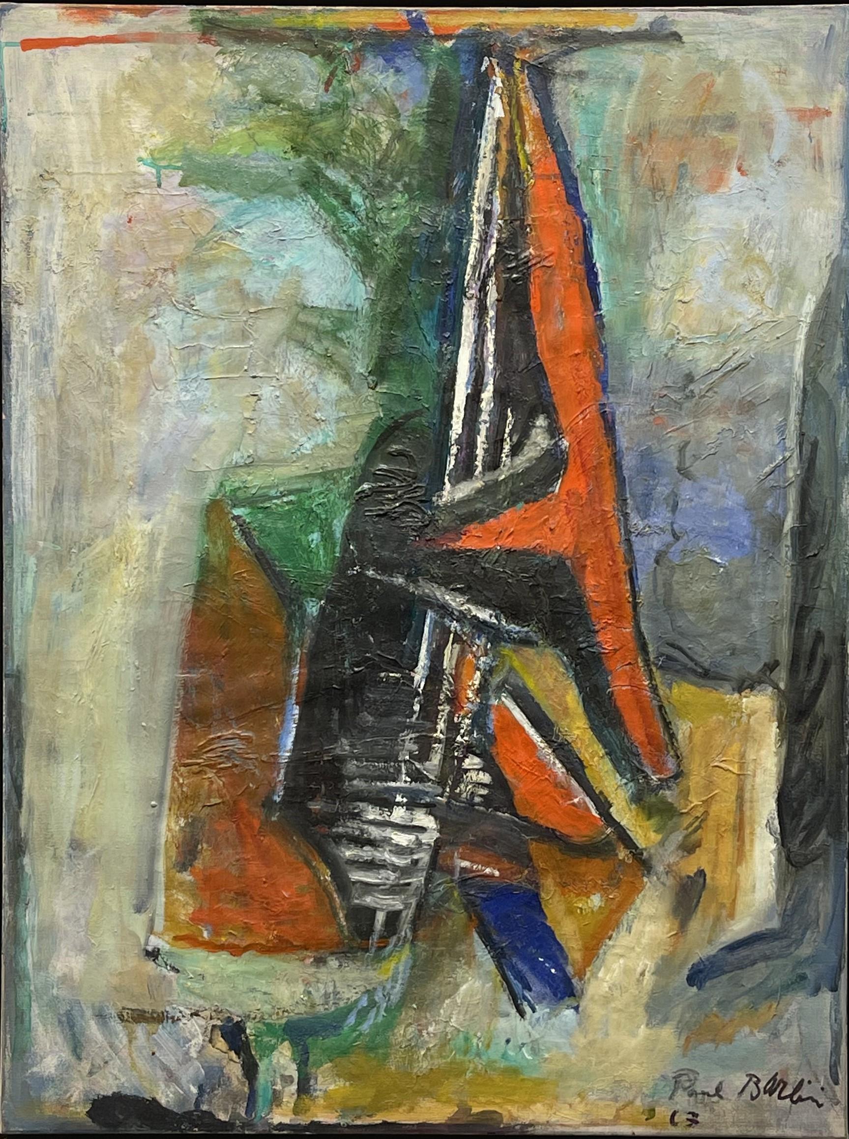 Paul Burlin Abstract Painting - Rock Man Walking