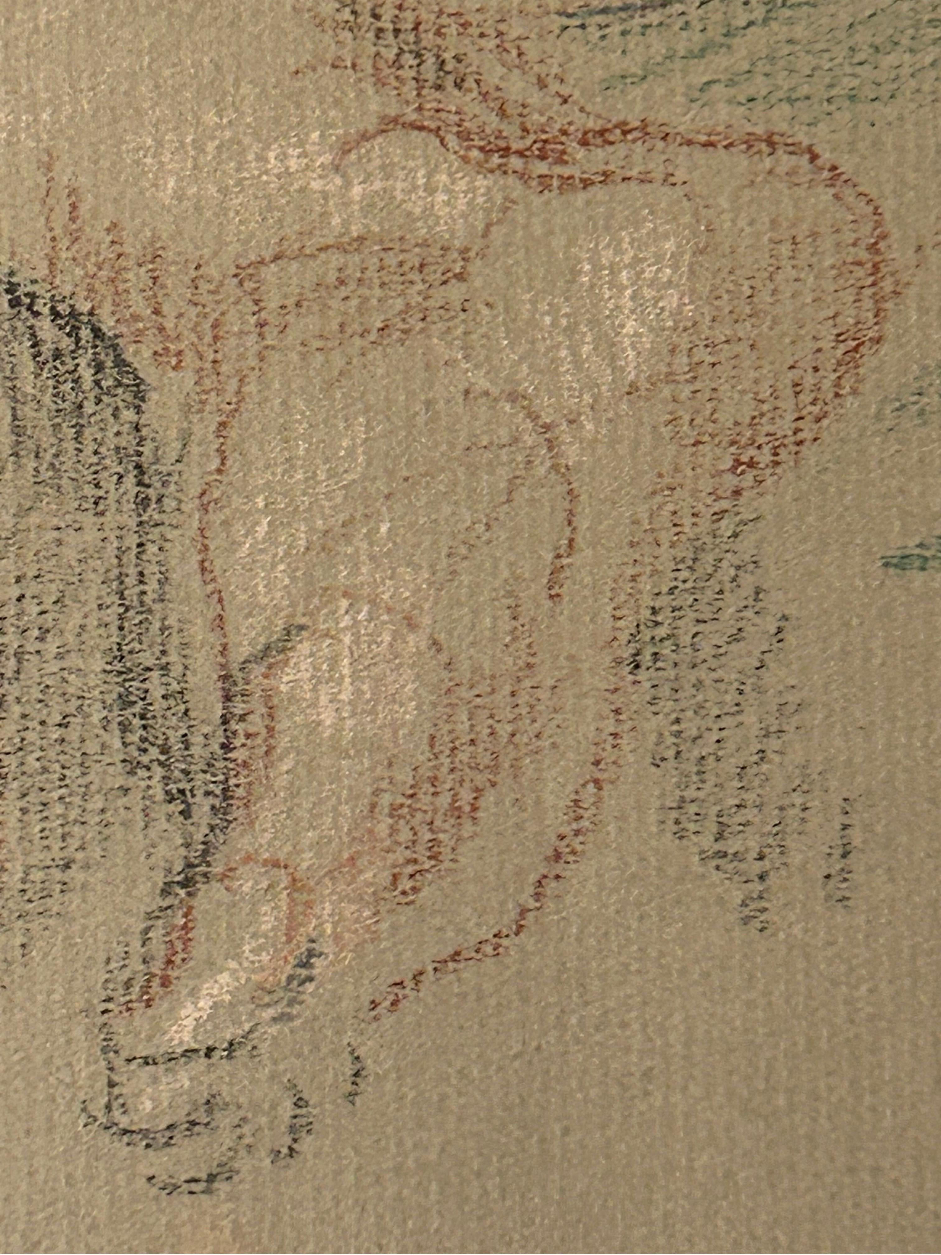 Paul Cadmus 1904-1999.American Reclining Female Nude crayon on paper c1960s For Sale 3