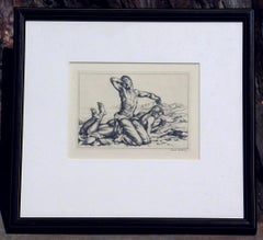 Gravure originale signée Paul Cadmus, 1938 - Two Boys on a Beach n° 1