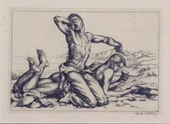 Vintage Paul Cadmus Signed Original Etching, 1938 - “Two Boys on a Beach No. 1"