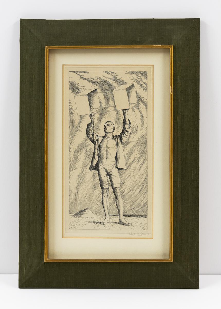 Untitled (Youth with Kite) - Beige Figurative Print by Paul Cadmus