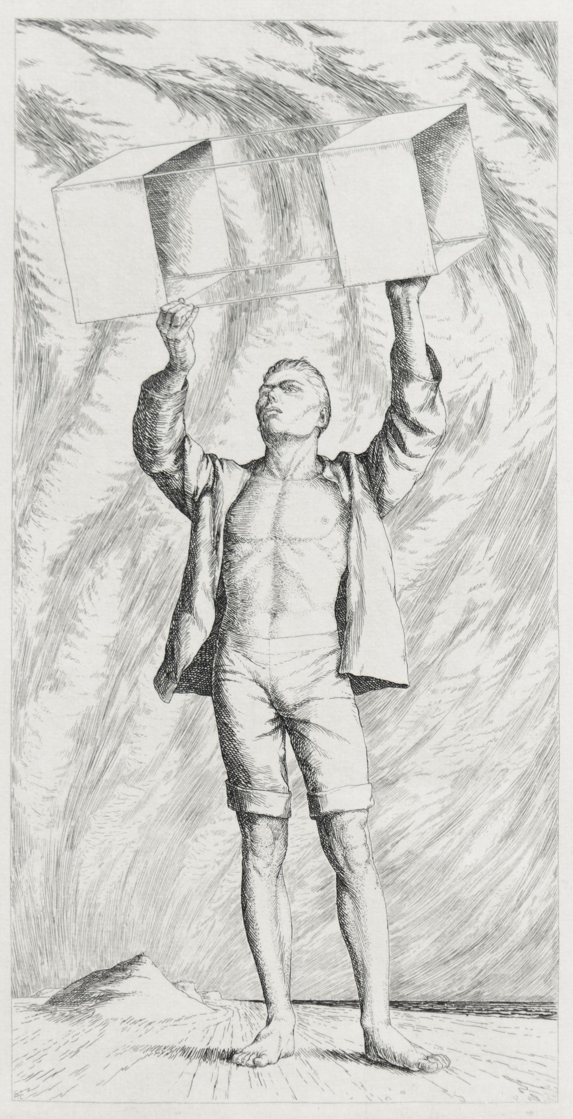 Paul Cadmus Figurative Print - Untitled (Youth With Kite)