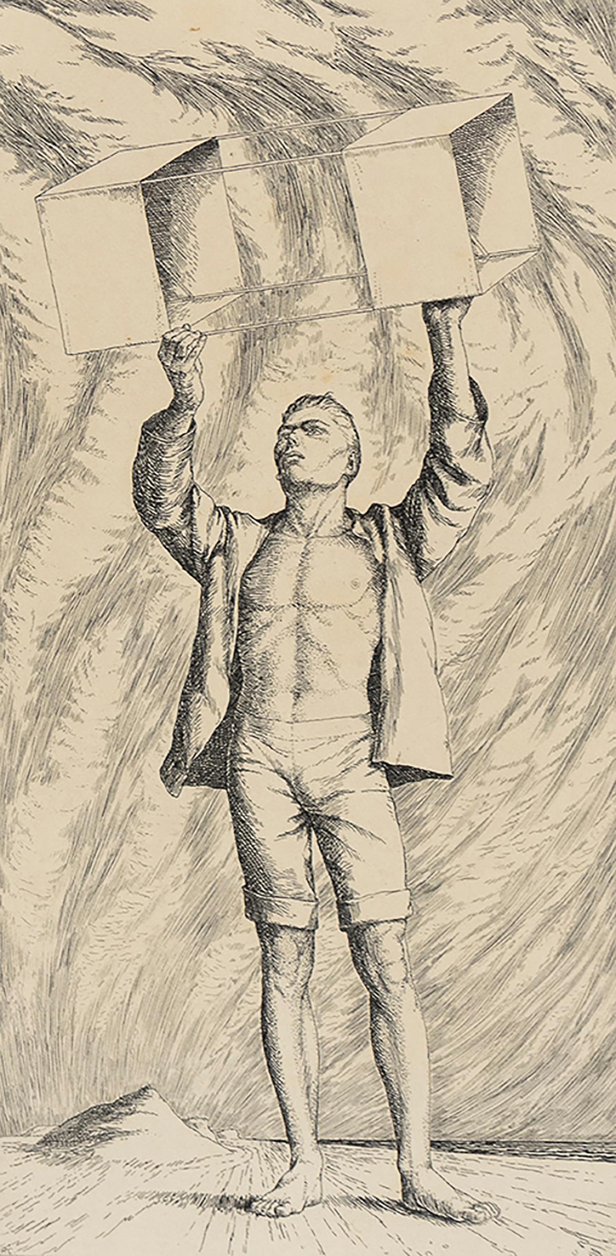 Paul Cadmus Figurative Print - Untitled (Youth with Kite)