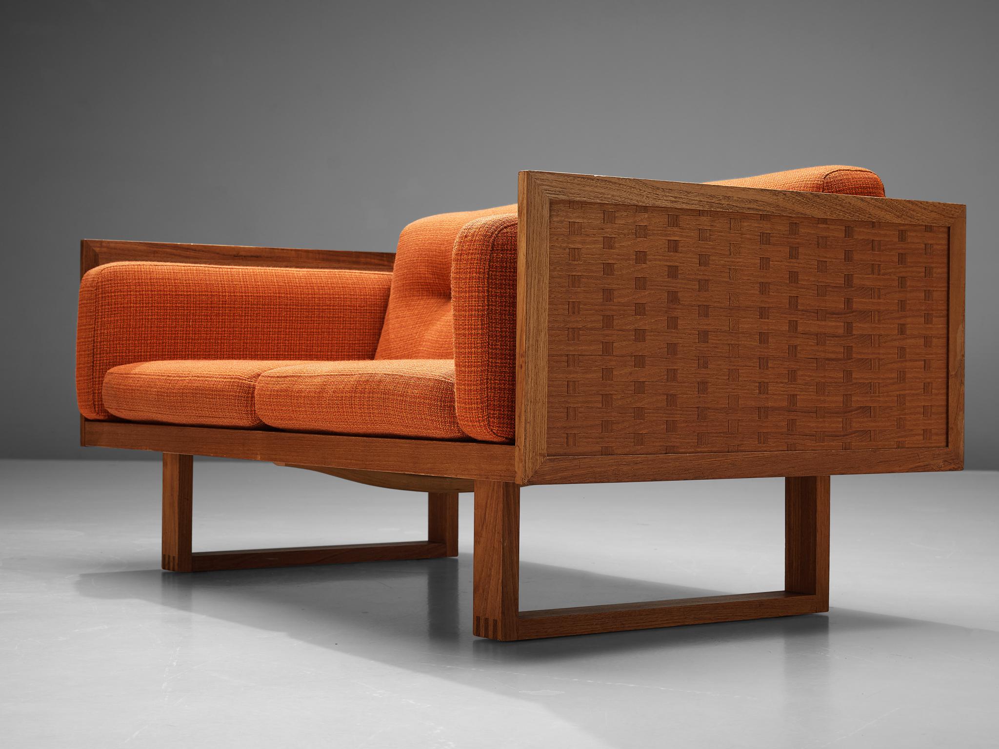Danish Paul Cadovius Sofa in Oak and Orange Upholstery 