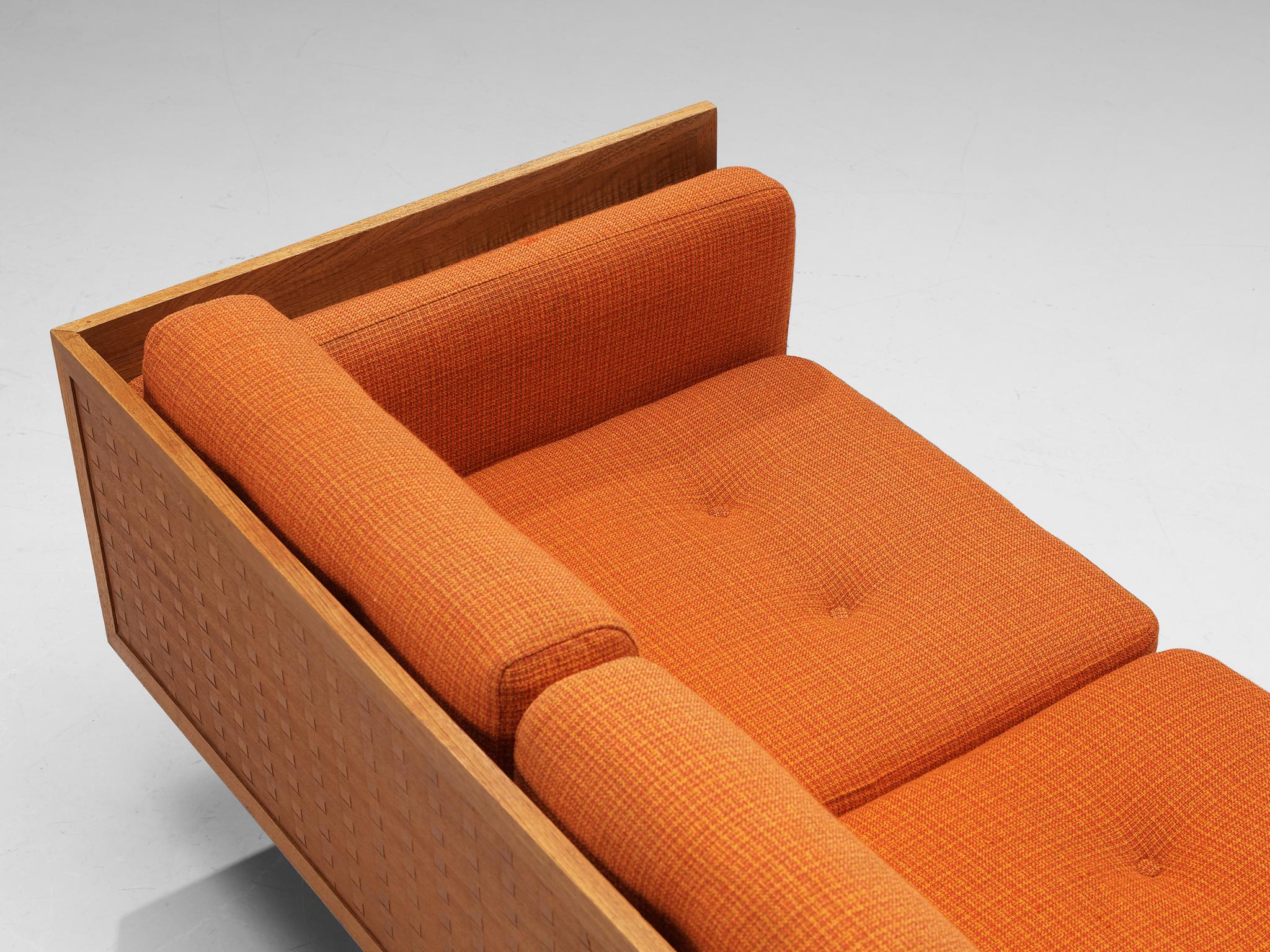 Mid-20th Century Paul Cadovius Sofa in Oak and Orange Upholstery 