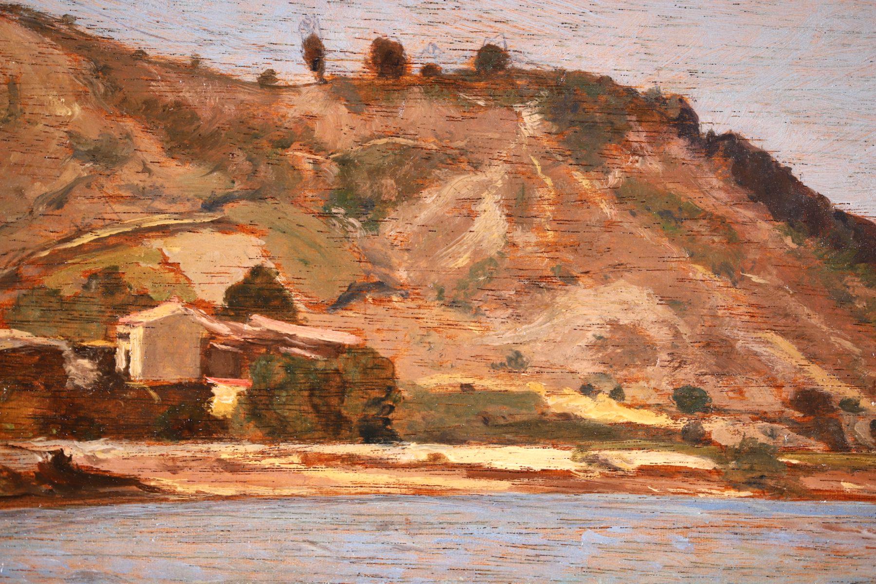 Huile impressionniste de Saint-Paul-les-Durance - Paysage fluvial de Paul Guigou 2