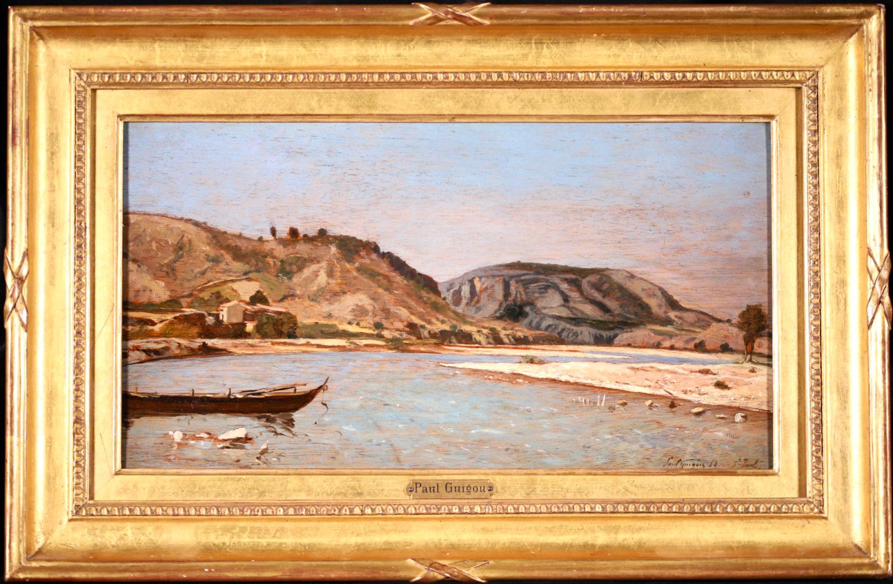 Huile impressionniste de Saint-Paul-les-Durance - Paysage fluvial de Paul Guigou - Painting de Paul Camille Guigou