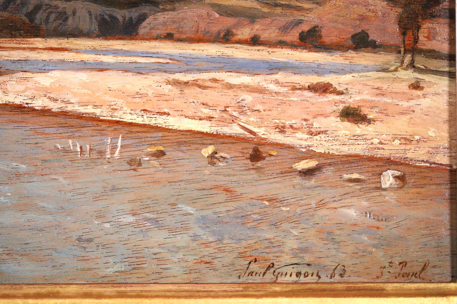 Saint-Paul-les-Durance - Impressionist Oil, River Landscape by Paul Guigou - Beige Landscape Painting by Paul Camille Guigou