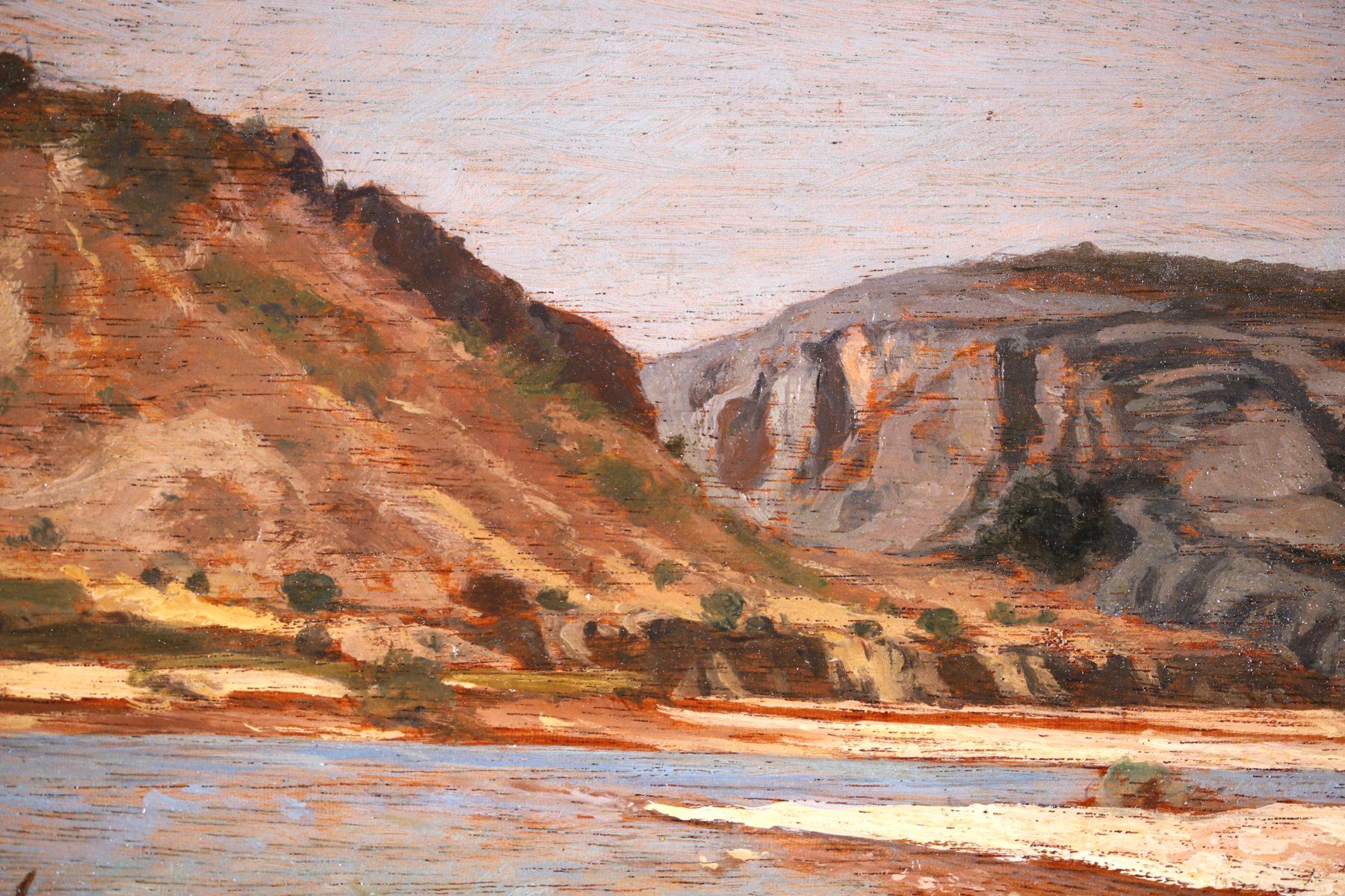Huile impressionniste de Saint-Paul-les-Durance - Paysage fluvial de Paul Guigou 1