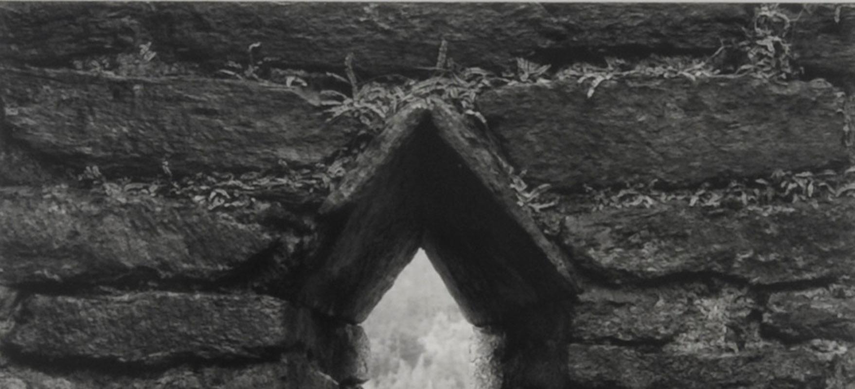 Stone Church Window, Glenaloough, Wicklow, Ireland
Silver gelatin Print, c. 1967, printed c. 1989
Signed in pencil lower right on mount (see photo)
From: Stone Churches of Ireland, published by Lodima Press, Volume 9
Image size: 9 1/2 x 8