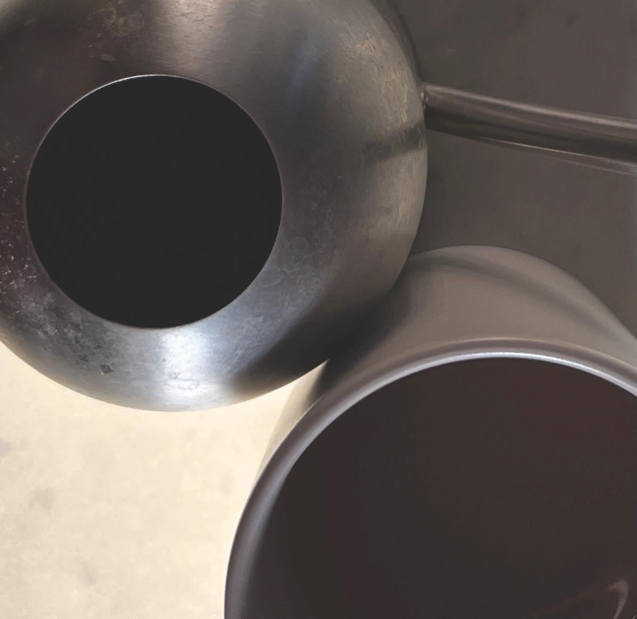 Untitled 0472: still life photograph w/ gray vessels & abstract shadow patterns - Abstract Photograph by Paul Cava