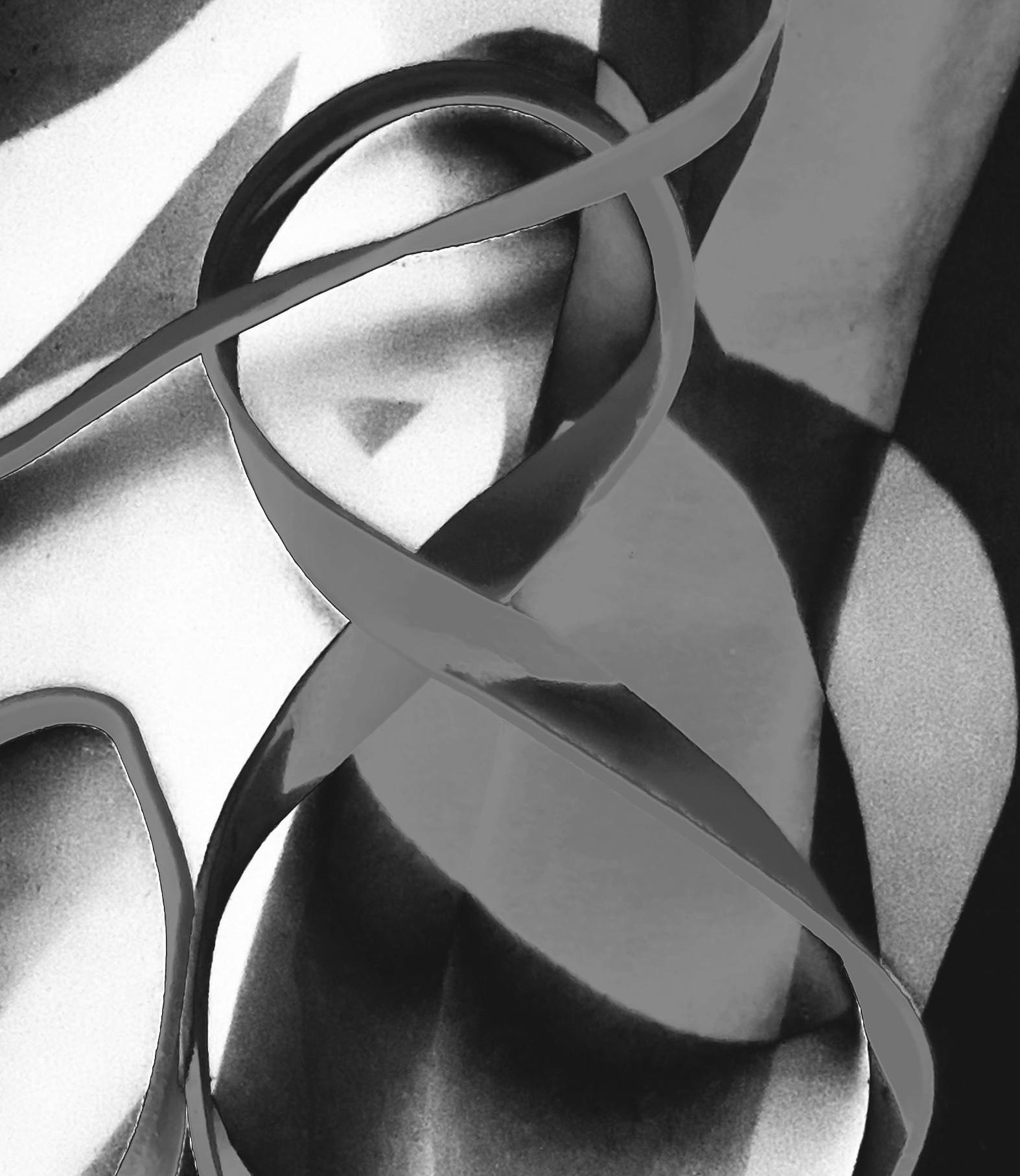 Untitled 0607: abstract montage photograph w/ legs, feet, black & white patterns - Black Black and White Photograph by Paul Cava